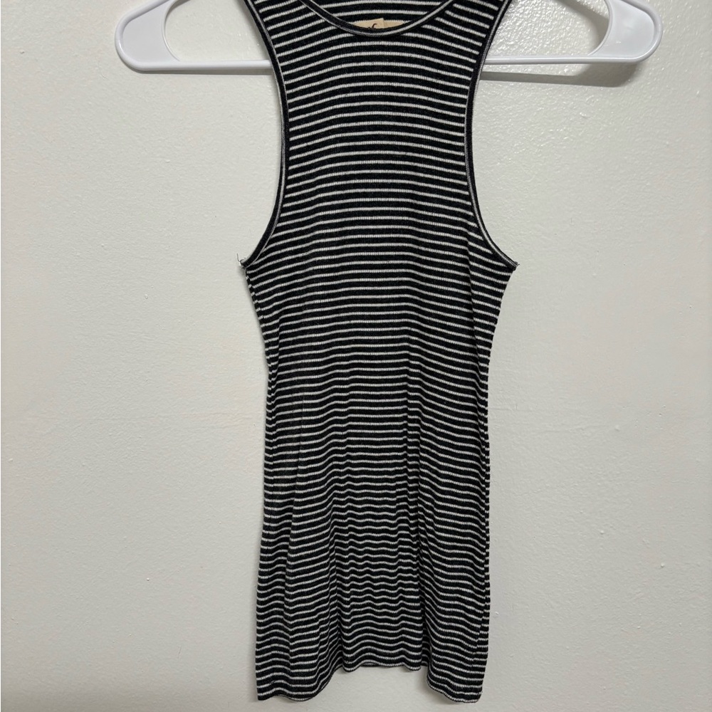 Hollister Charcoal and White Striped Top